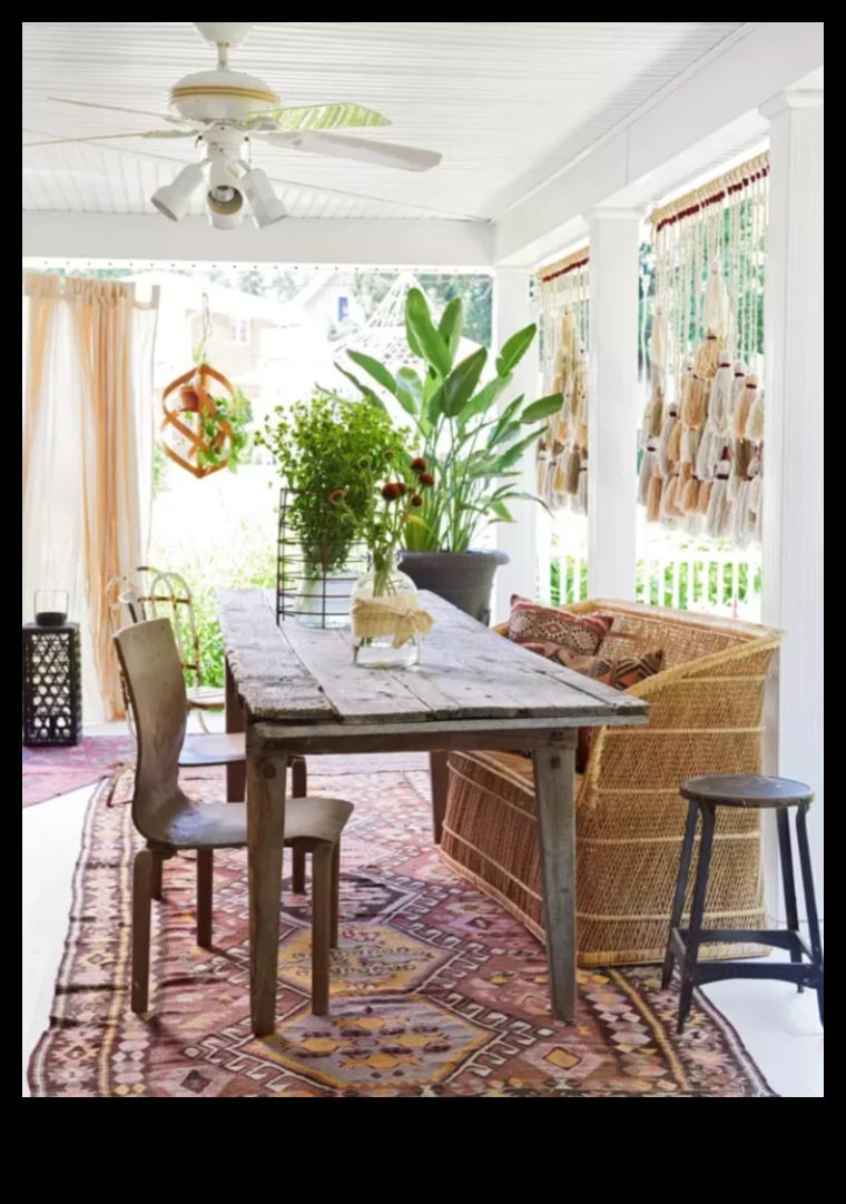 ديكور غرفة طعام مستوحى من الطراز البوهيمي بألوان جريئة