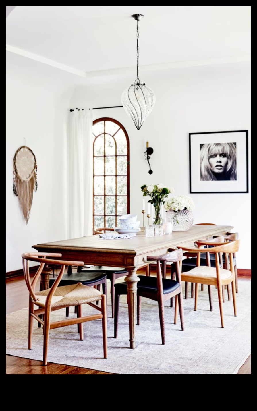 ديكور غرفة طعام مستوحى من الطراز البوهيمي بألوان جريئة