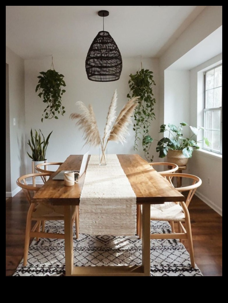 ديكور غرفة طعام مستوحى من الطراز البوهيمي بألوان جريئة