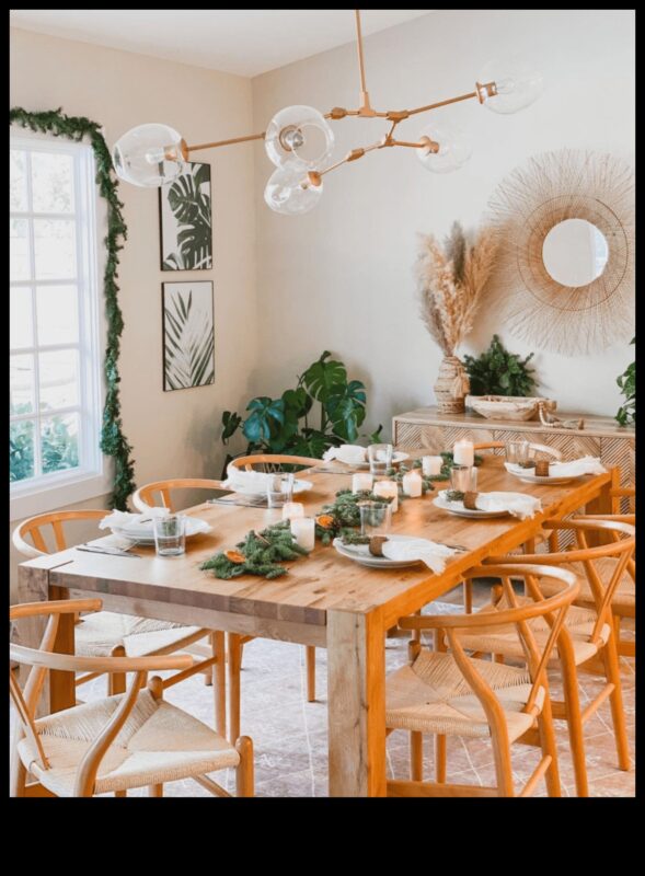 ديكور غرفة طعام مستوحى من الطراز البوهيمي بألوان جريئة